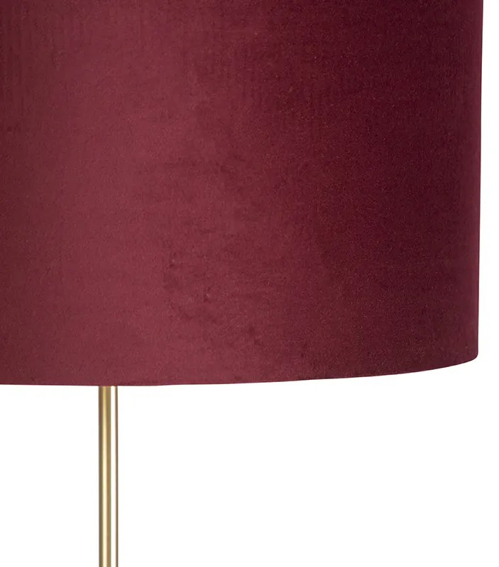 Lampa stojąca złota/mosiężna z czerwonym aksamitnym kloszem 40/40 cm - Parte klasyczny/Antyczny Oswietlenie wewnetrzne