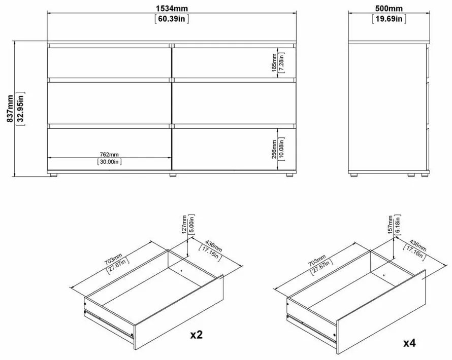 Biała niska komoda 153x84 cm Nova – Tvilum