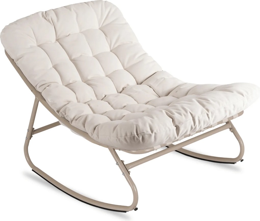 Bujany fotel na taras Aurora z pikowaną poduchą, beżowy, podstawa kaszmir