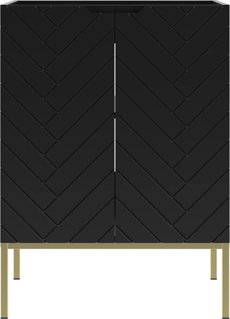 Szafka pod umywalkę wpuszczaną Aspen 09, czarny/złoty, 60 cm