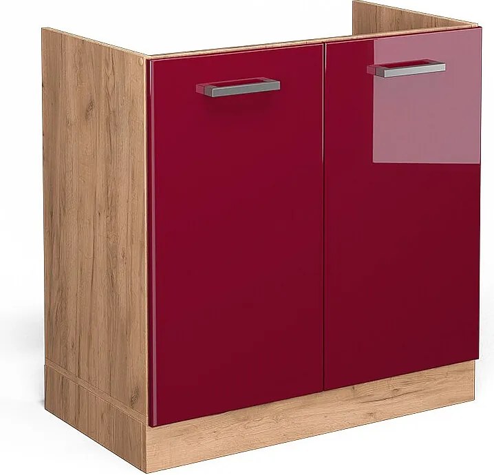Szafka pod zlew czerwony połysk 80x46x81.6 r-line