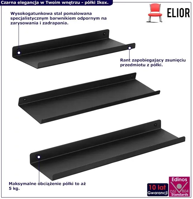 Komplet 3 metalowych półek do garażu - Polma