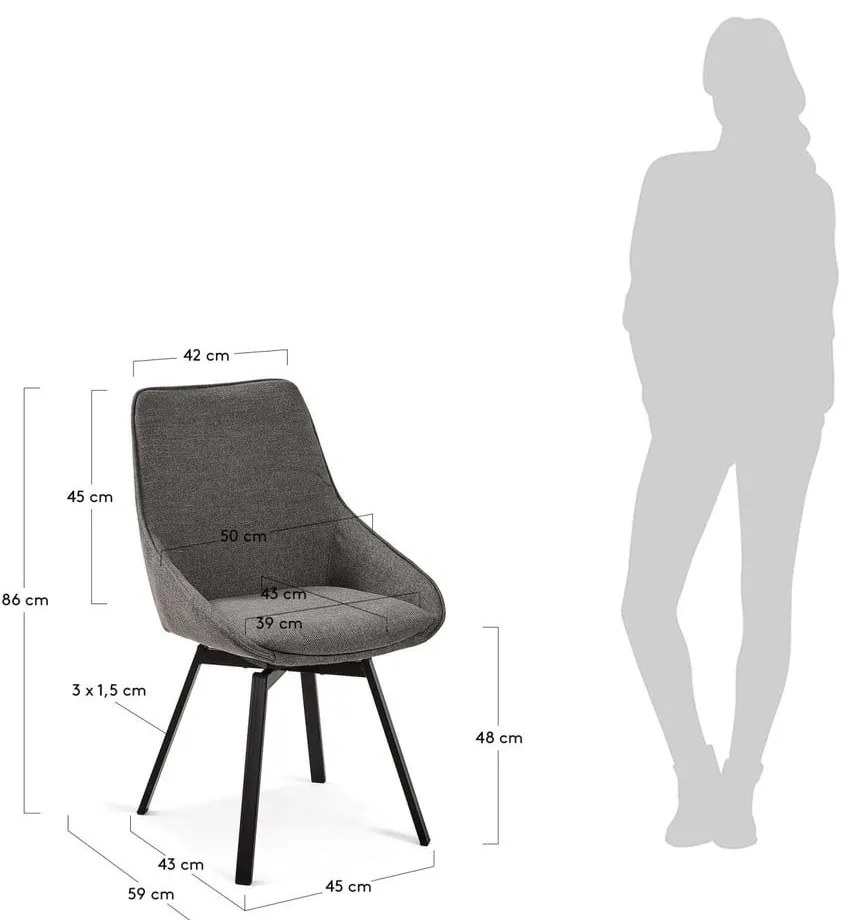 Ciemnoszare krzesło Jenna – Kave Home