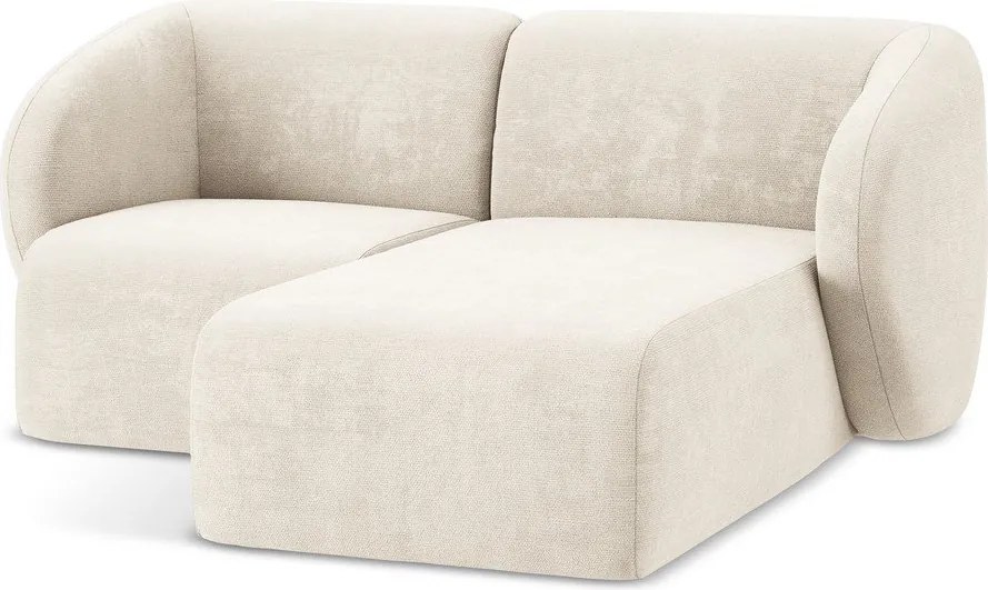 Beżowy narożnik z tkaniny szenilowej (prawostronny/z szezlongiem) Lani – Makamii