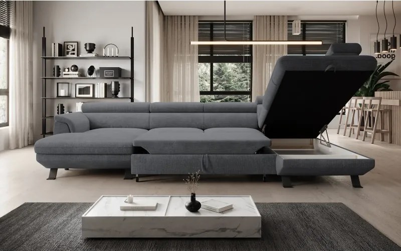 Narożnik RAVEN XL wolnostojący z funkcją spania tkanina Artico 37440 Stalowy WERSAL