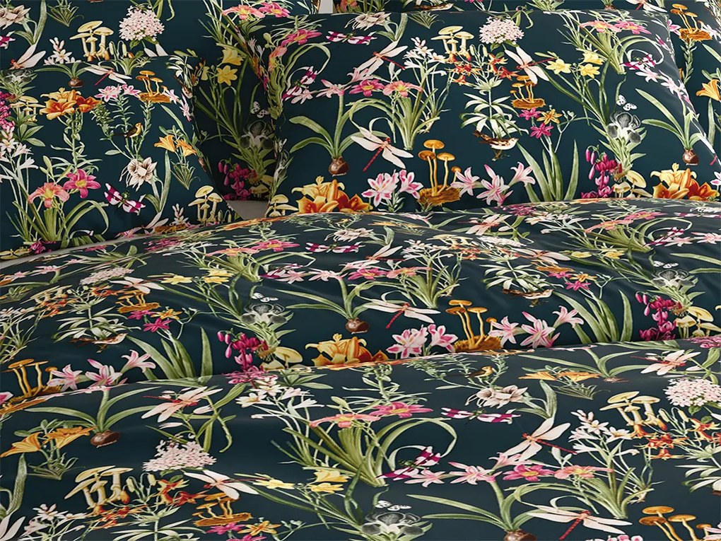 PrzytulneMieszkanie.pl PrzytulneMieszkanie.pl Bawełniana pościel MYSTIC GARDEN ciemnozielona Rozmiar pościeli: 70 x 90 cm | 140 x 200 cm