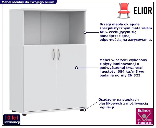 Biały zamykany regał biurowy - Rons