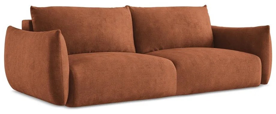 Rozkładana sofa z tkaniny szenilowej w kolorze terakoty 230 cm Leila – Makamii