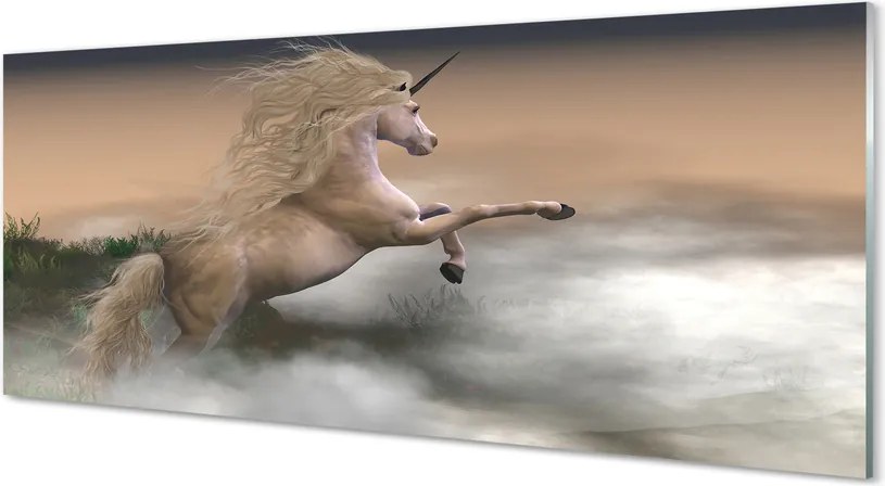 Szkło do Kuchni na Ścianę Magiczny Jednorożec w Chmurach