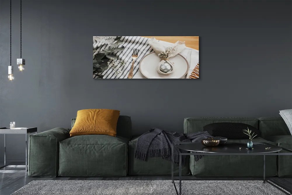 Duży obraz na płótnie Talerz z Kwiatami i Jajkiem