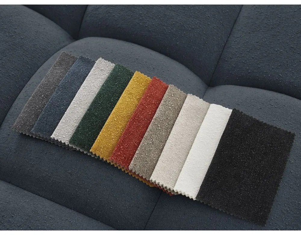 Ciemnoniebieski podnóżek z materiału bouclé Everest – Bobochic Paris