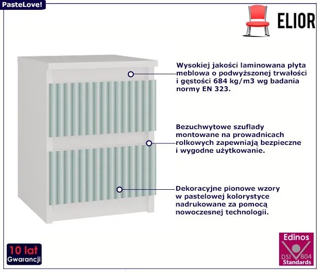 Szafka nocna do pokoju dziecięcego biały + miętowy G6-B00