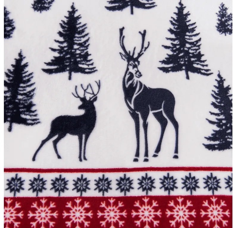 PrzytulneMieszkanie.pl PrzytulneMieszkanie.pl PrzytulneMieszkanie.pl Zestaw pościeli z mikropluszu TWINKLE CHRISTMAS kolorowe + prześcieradło z mikropluszu SOFT 180x200 cm białe, podwójne łóżko