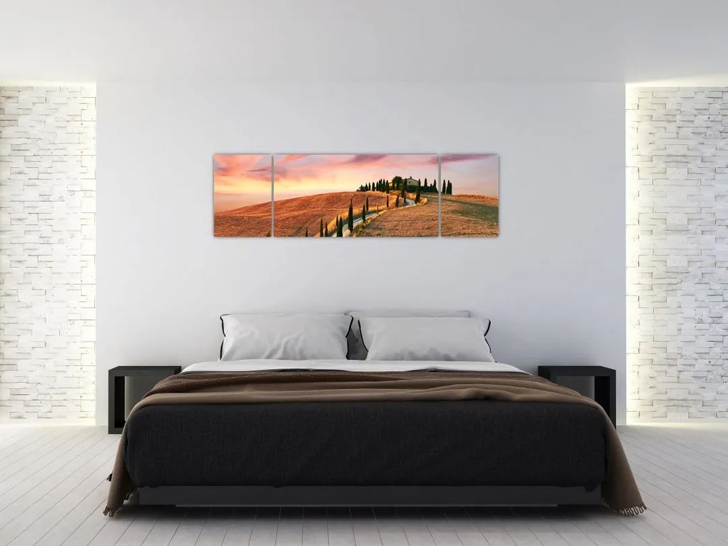 Obraz - Dom na wzgórzu, Toskania, Włochy (170x50 cm)