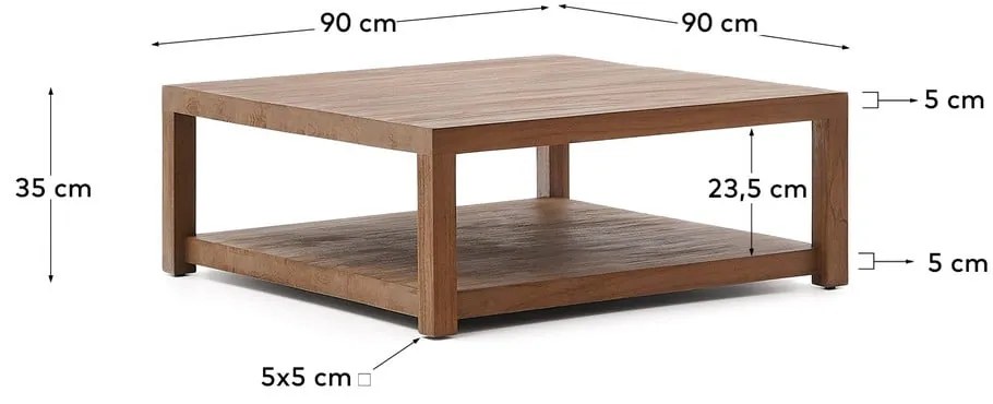 Stolik z litego drewna tekowego 90x90 cm Sashi – Kave Home