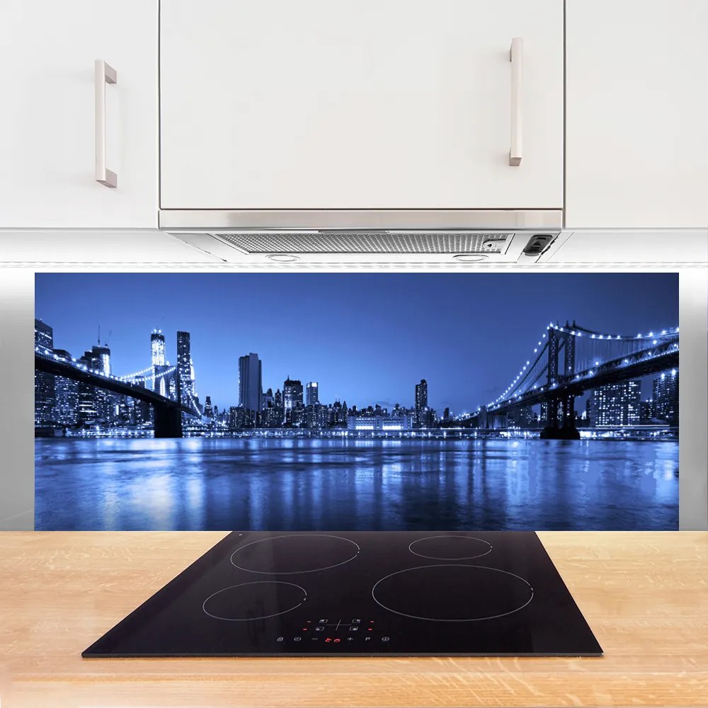 Panel Szklany Most nad Wieczornym Miastem