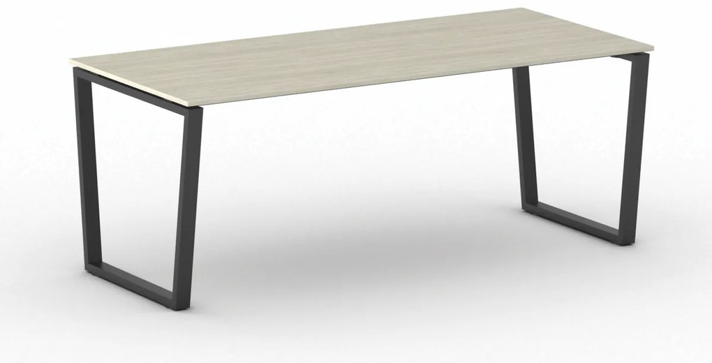 Biurko PRIMO IMPRESS, 200x90 cm, czarna podstawa, dąb naturalny