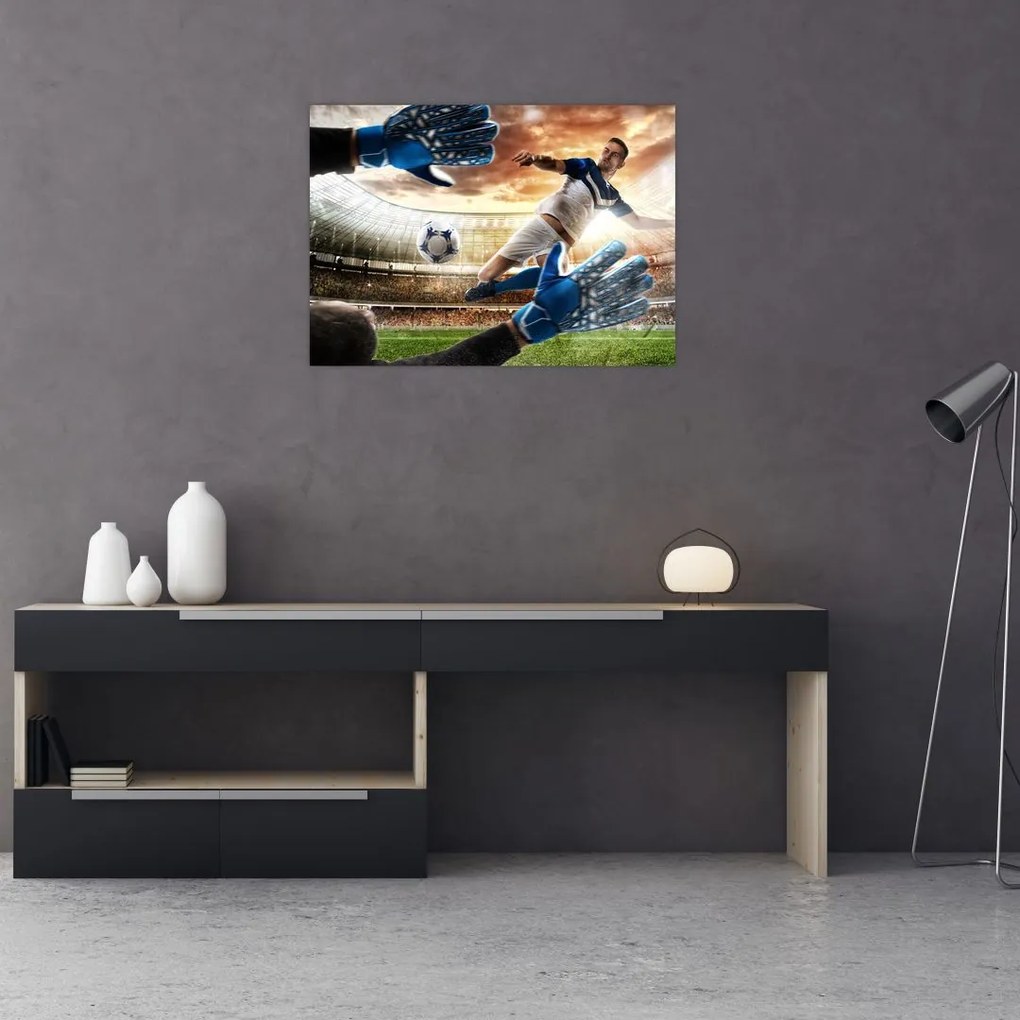Obraz na szkle - Piłkarz (70x50 cm)