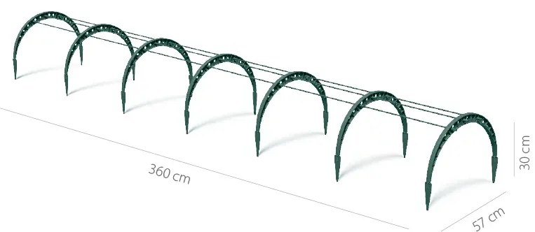 Ogrodowy tunel foliowy FlOO TUNNELS 360 cm, zielony
