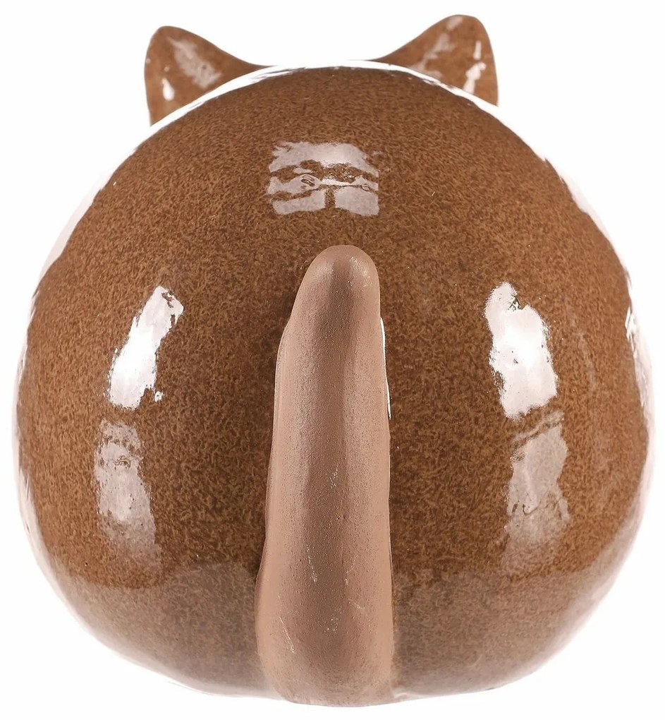 Dekoracja ceramiczna Kot, 18 x 13 x 12 cm, brązowa, 18 cm