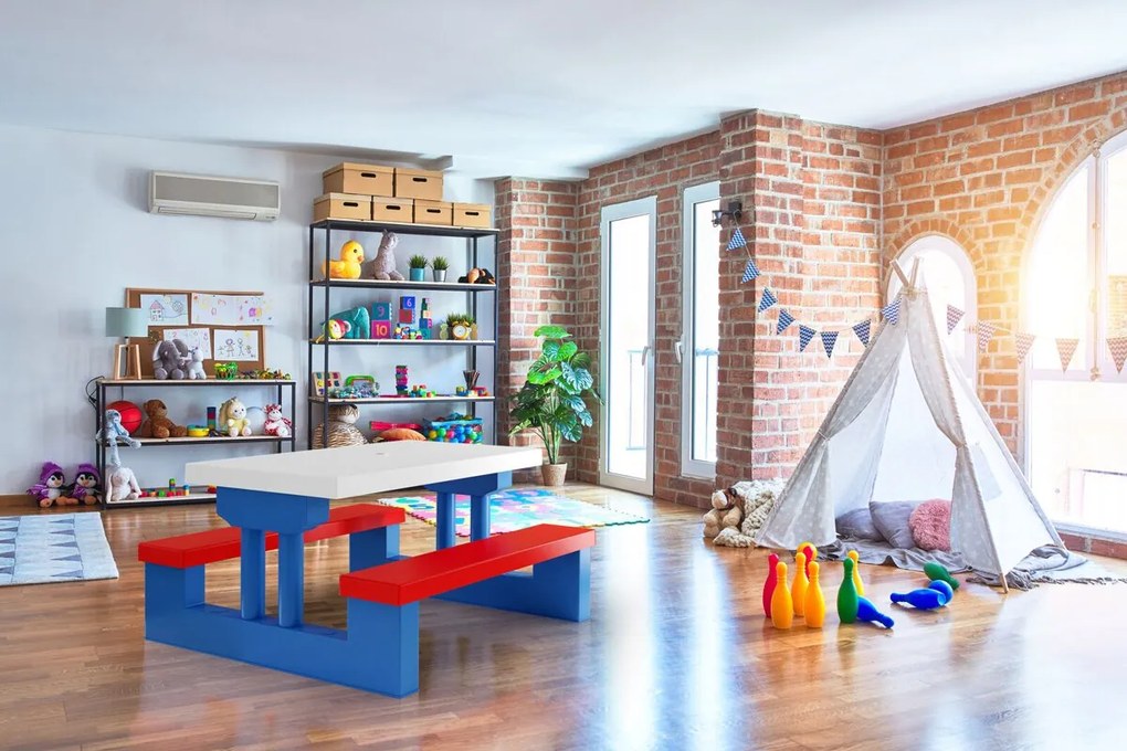 Zestaw mebli dziecięcych ze słonecznikiem JASMIN, 67x78,5x42,5cm, niebieska/biała/czerwona Spielwerk