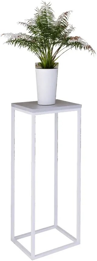 Nowoczesny kwietnik z metalowym stelażem biały + beton P7-P30