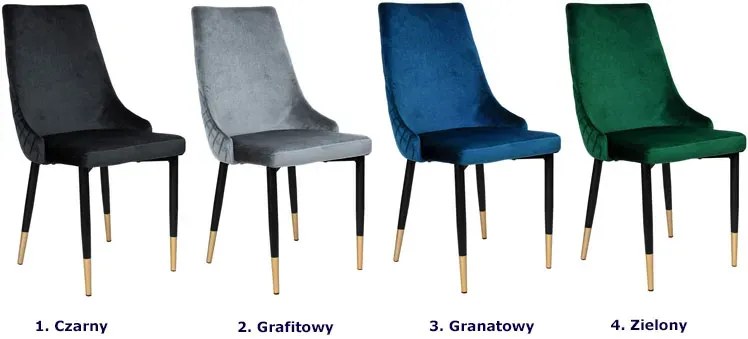 Granatowe metalowe krzesło tapicerowane glamour - Ledar