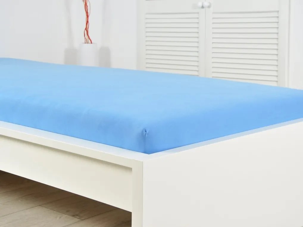 PrzytulneMieszkanie.pl Prześcieradło Jersey do dziecięcego łóżeczka EXCLUSIVE 70x140 cm niebieskie
