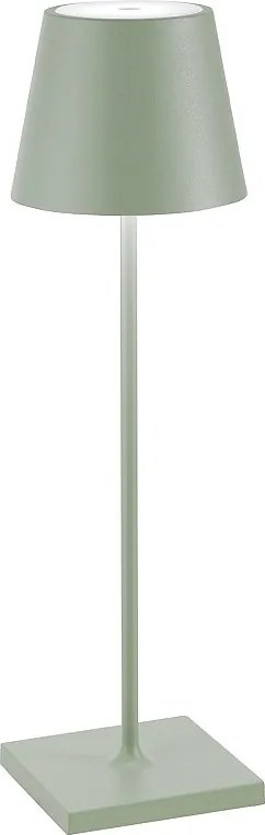 Lampa stołowa LED Poldina Pro Sage Green, akumulatorowa i ściemnialna, z czasem pracy baterii do 12 godzin. Nadaje się do użytku na zewnątrz (IP65).