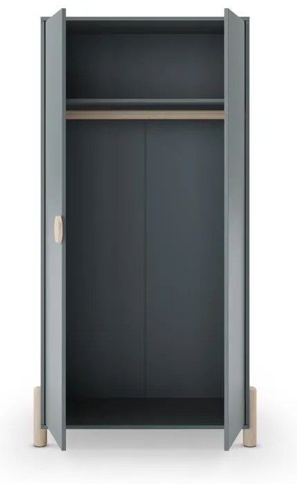 Szarozielona szafa dziecięca z litego drewna sosnowego 93x180x45 cm Enola – Marckeric