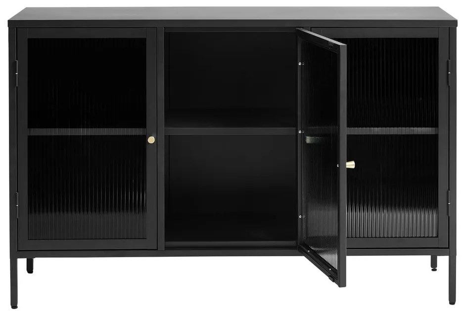 Czarna metalowa witryna 132x85 cm Bronco – Unique Furniture