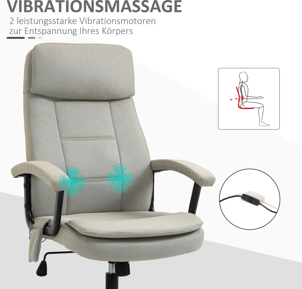 Vinsetto Fotel biurowy z masażerem obrotowy z regulacją wysokości w kolorze beżowym | Aosom PL