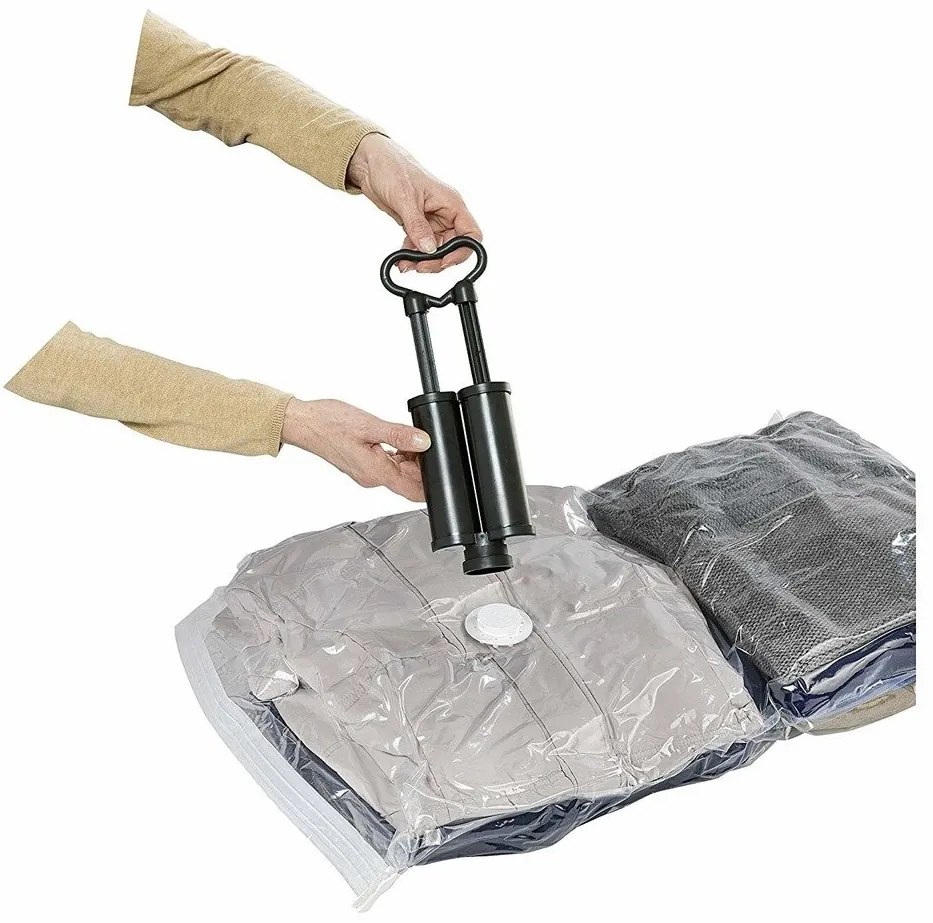 Worki próżniowe do przechowywania, zestaw plastikowych toreb + pompka - 40 x 60 cm (3 szt.), 50 x 70 cm (2 szt.), WENKO