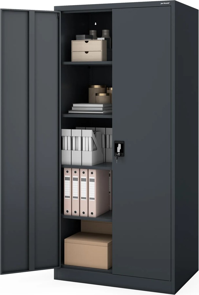 Szafa na dokumenty zamykana antracytowa JAN H D600 900 x 1950 x 600 mm
