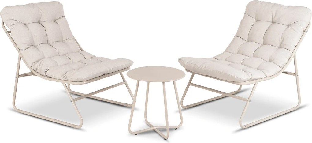 Zestaw mebli ogrodowych na balkon i taras Nivo 072 - 2 fotele i stolik, kolor beżowy