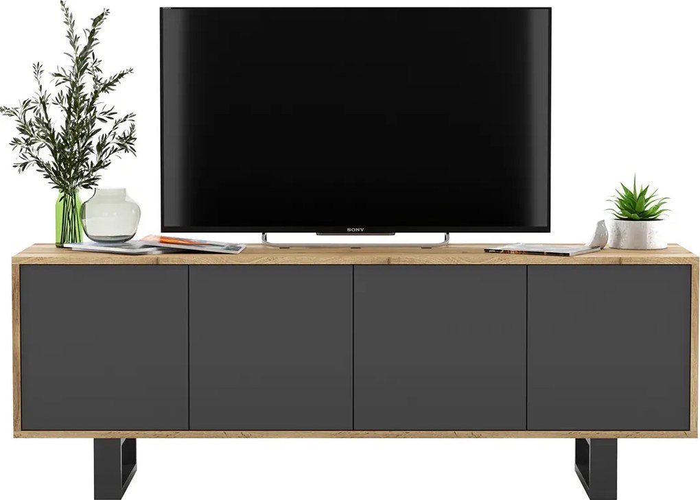 Zamykana szafka rtv dąb wotan + grafit E9-T97