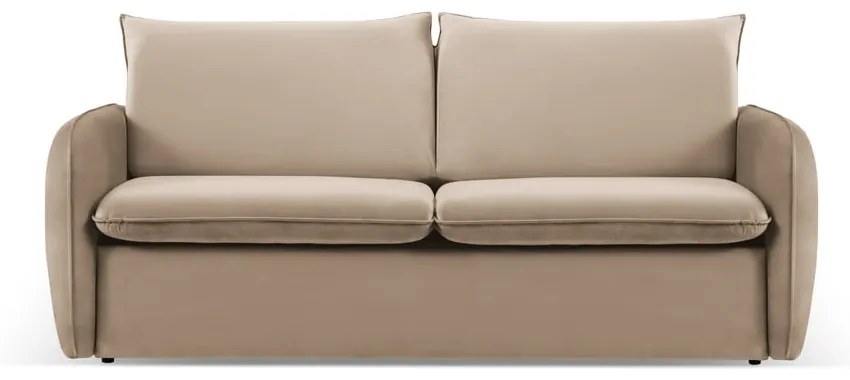 Beżowa aksamitna rozkładana sofa 194 cm Vienna – Cosmopolitan Design