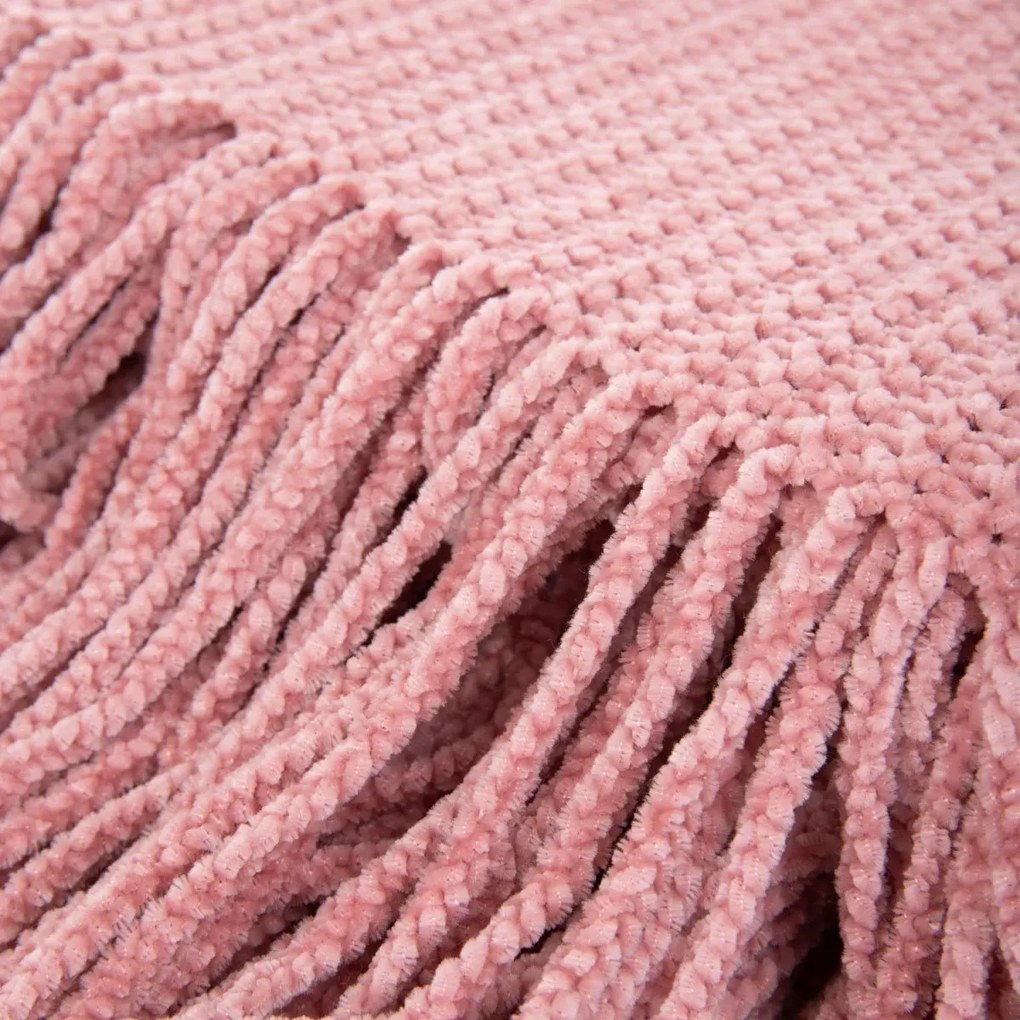 Koc szenilowy CHENILLE różowy 130x170 cm HOMLA