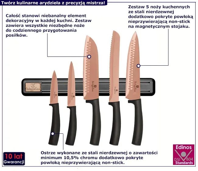 Zestaw 5 noży ze złotymi ostrzami Z6-W87