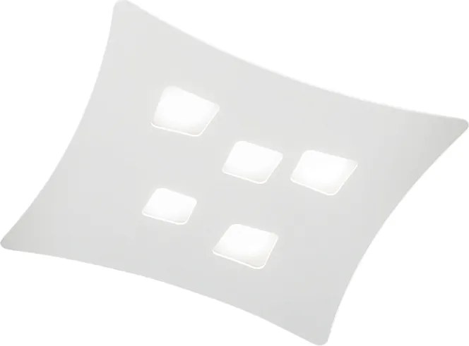 Nowoczesna lampa sufitowa Isotta GX53 biała, 5 punktów świetlnych, gięta metalowa konstrukcja 50x55 cm, geometryczny design, IP20, max 5x8 W