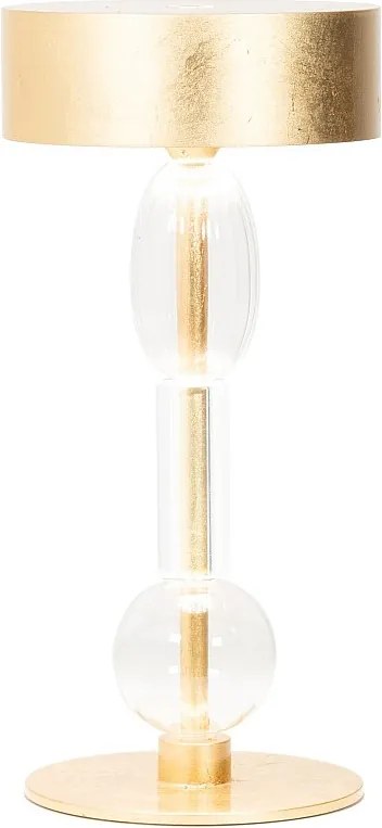 Zafferano Royal Family Wi-Fi – inteligentna akumulatorowa lampa stołowa LED, dotykowy ściemniacz, do 36 h pracy, aluminium ze złotym liściem i szkło