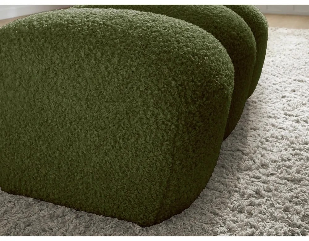 Zielony podnóżek z materiału bouclé Hippolyte – Bobochic Paris