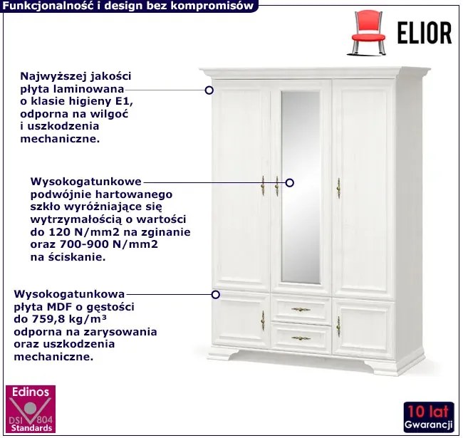 Biała Duża Szafa Z Lustrem W6-C54