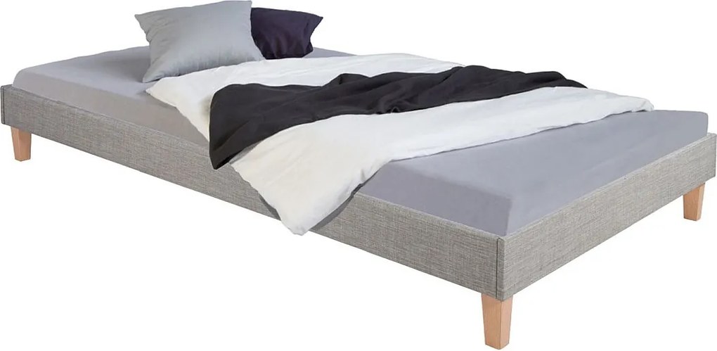 Tapicerowane łóżko 90x200 cm szare