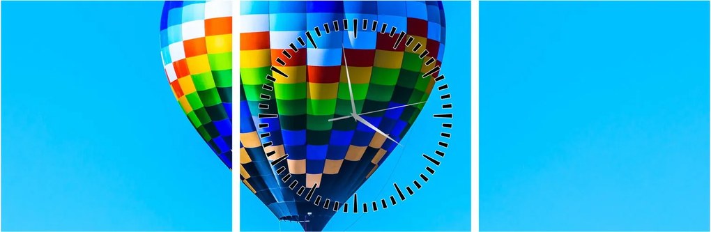 Obraz - Balon na gorące powietrze (z zegarem) (90x30 cm)