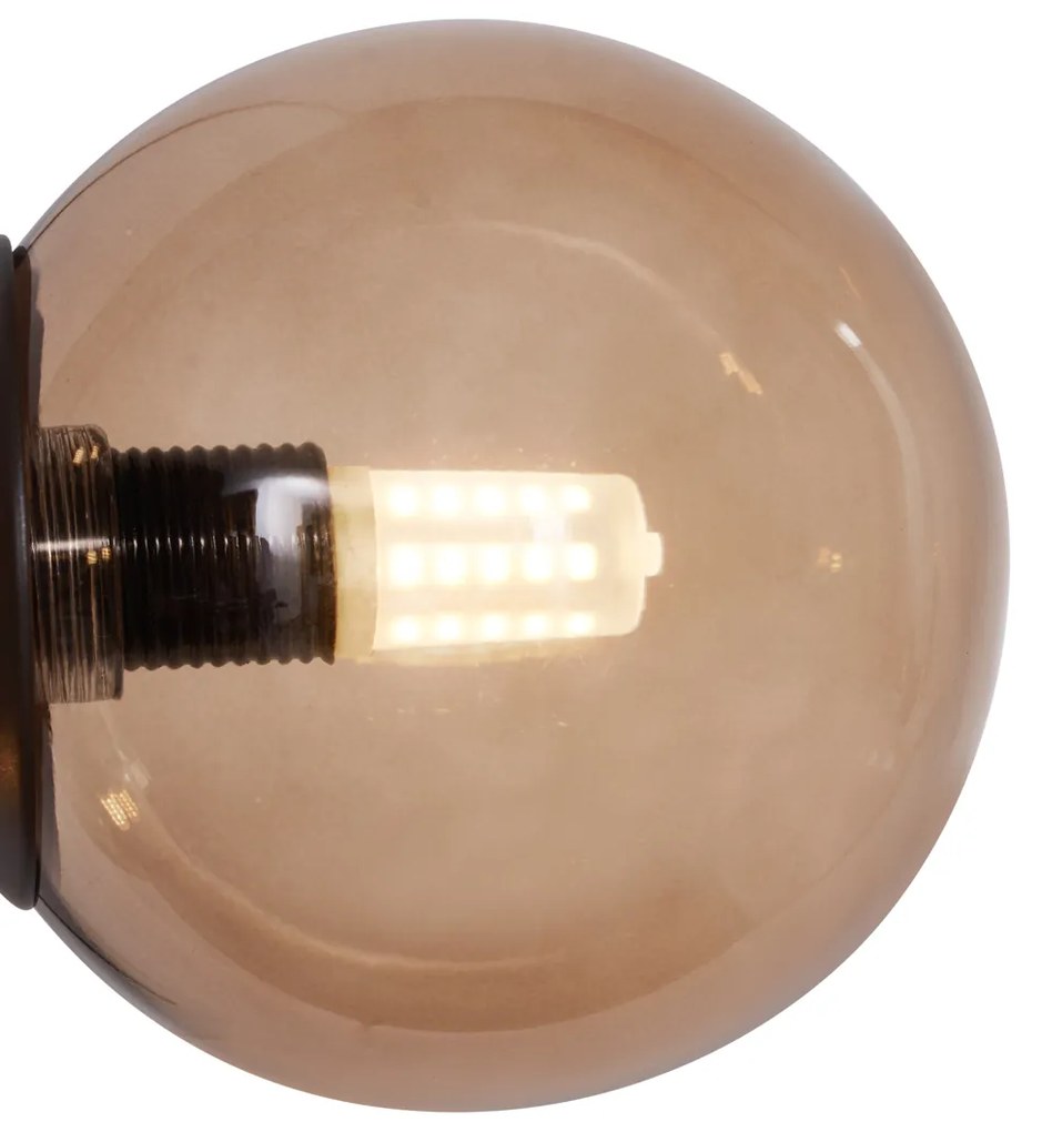 Lampa wisząca w stylu Hotel Chic ciemny brąz z brązowym szkłem 6-źródeł światła - MonacoElegancki hotelowy Oswietlenie wewnetrzne