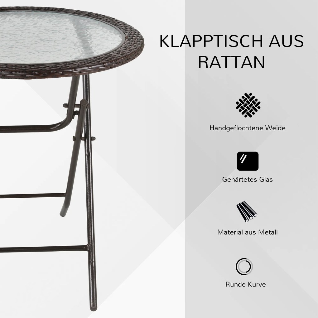 Outsunny Stół Ogrodowy Okrągły Składany Ø68 cm Stalowy Stół Kempingowy Balkonowy Praktyczny Design | Aosom PL