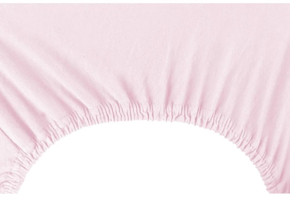 Jasnoróżowe dżersejowe prześcieradło z gumką 200x200 cm Amber – Restilo
