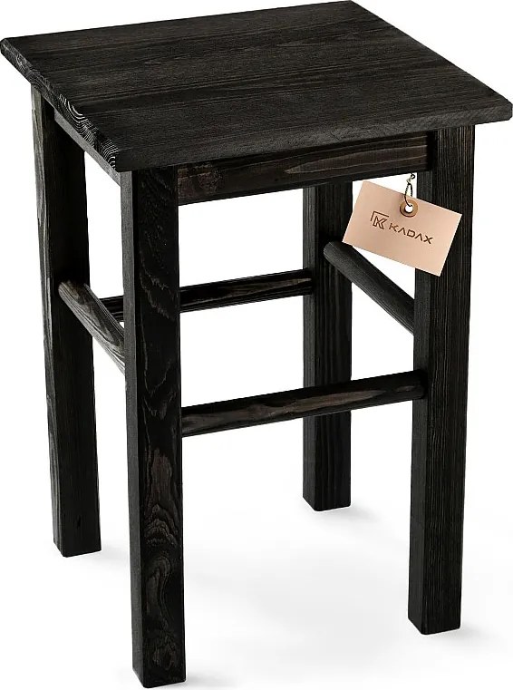 KADAX Taboret drewniany Rena 44x30 cm kwadratowy czarny