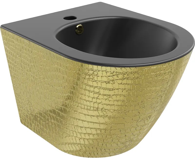 Mexen Lena bidet wiszący, czarny mat/złoty wzór łuski - 35224878